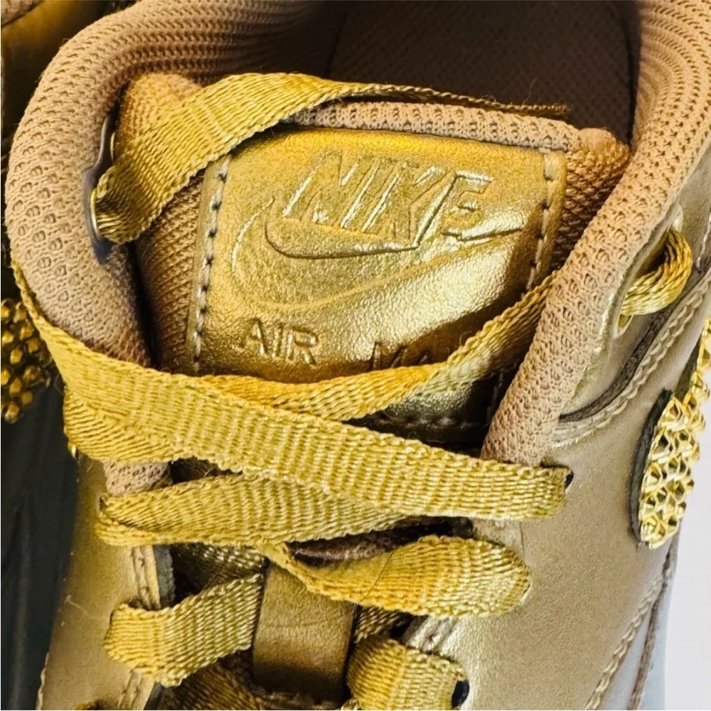 NIKE: Air Max 1 LX Metallic Gold Platinum Customized Rhinestone - Picture 6 of 6